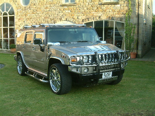 Chauffeur driven chrome Baby Hummer H2 hire in Sheffield, Rotherham, Doncaster, Chesterfield, South Yorkshire