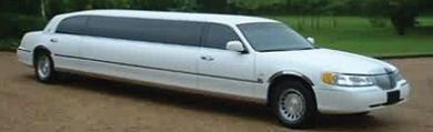 Chauffeur stretch white Lincoln limo hire in UK