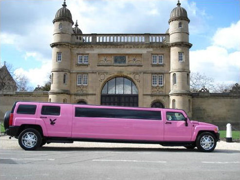 Chauffeur stretch pink Hummer limousine hire in Nottingham, Derby, Nottinghamshire, Derbyshire, Midlands.