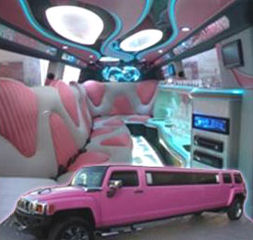 Chauffeur stretched pink Hummer limo hire in Aberdeen, Scotland