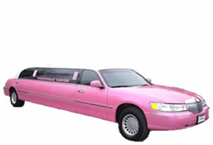 Chauffeur stretched pink Lincoln limousine hire in UK