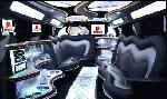 Chauffeur driven stretched chrome and black 6ft tall H2 hummer limo interior in Manchester, Liverpool, Cheshire, Chester, Stockport, North West, Blackburn, Preston, Bolton, Wigan, Lancashire.