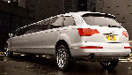 Chauffeur stretched silver Audi Q7 limousine hire in Glasgow, Edinburgh, Scotland.