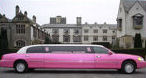 Chauffeur stretch pink Lincoln limo hire in UK