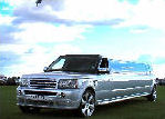 Chauffeur stretch silver Range Rover Sport limo hire in Nottingham, Derby, Leicester, Birmingham Leeds, Bradford, Nottinghamshire, Derbyshire, West Yorkshire, South Yorkshire Midlands.